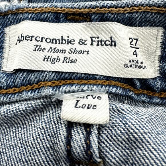 Abercrombie & Fitch Curve Love Mom Shorts 4" High Rise Distressed Cut Off 27" - Picture 2 of 6